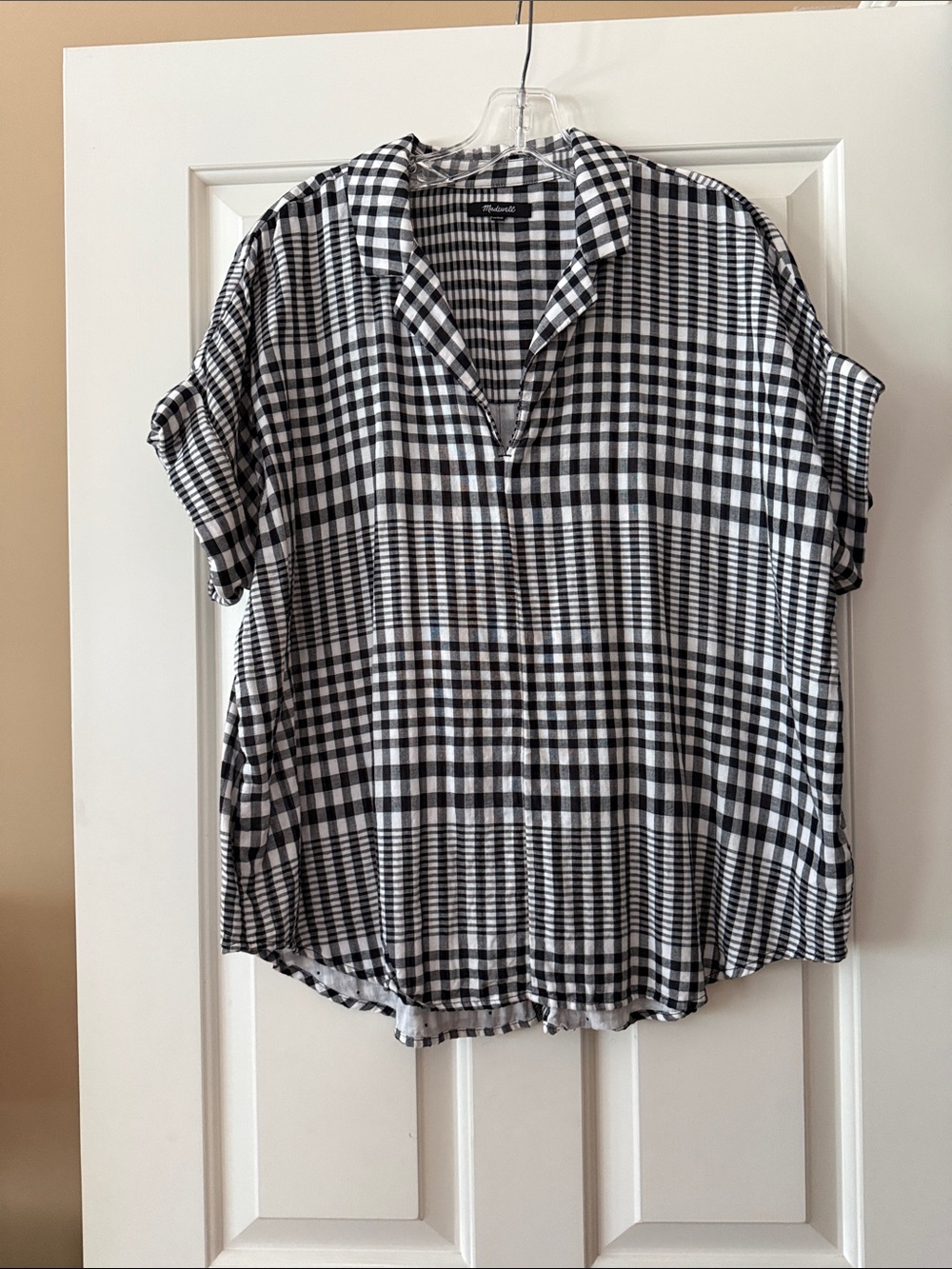Madewell Black and White Gingham Short Sleeve Tunic